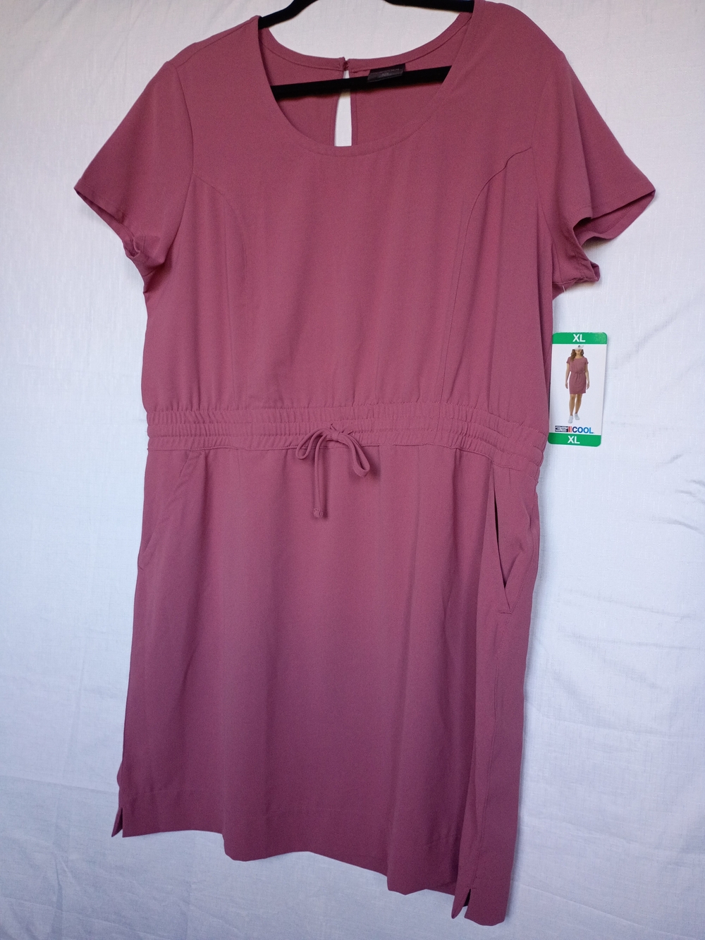 32 Degrees Drawstring Waist Short Sleeve Dress in Dusty Rose XL - Picture 5 of 11